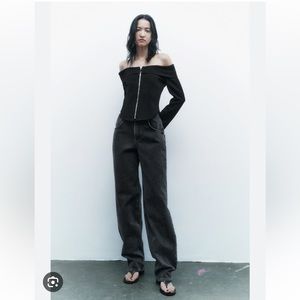 Zara Black Off-Shoulder Top